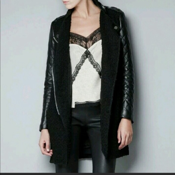 zara quilted leather jacket